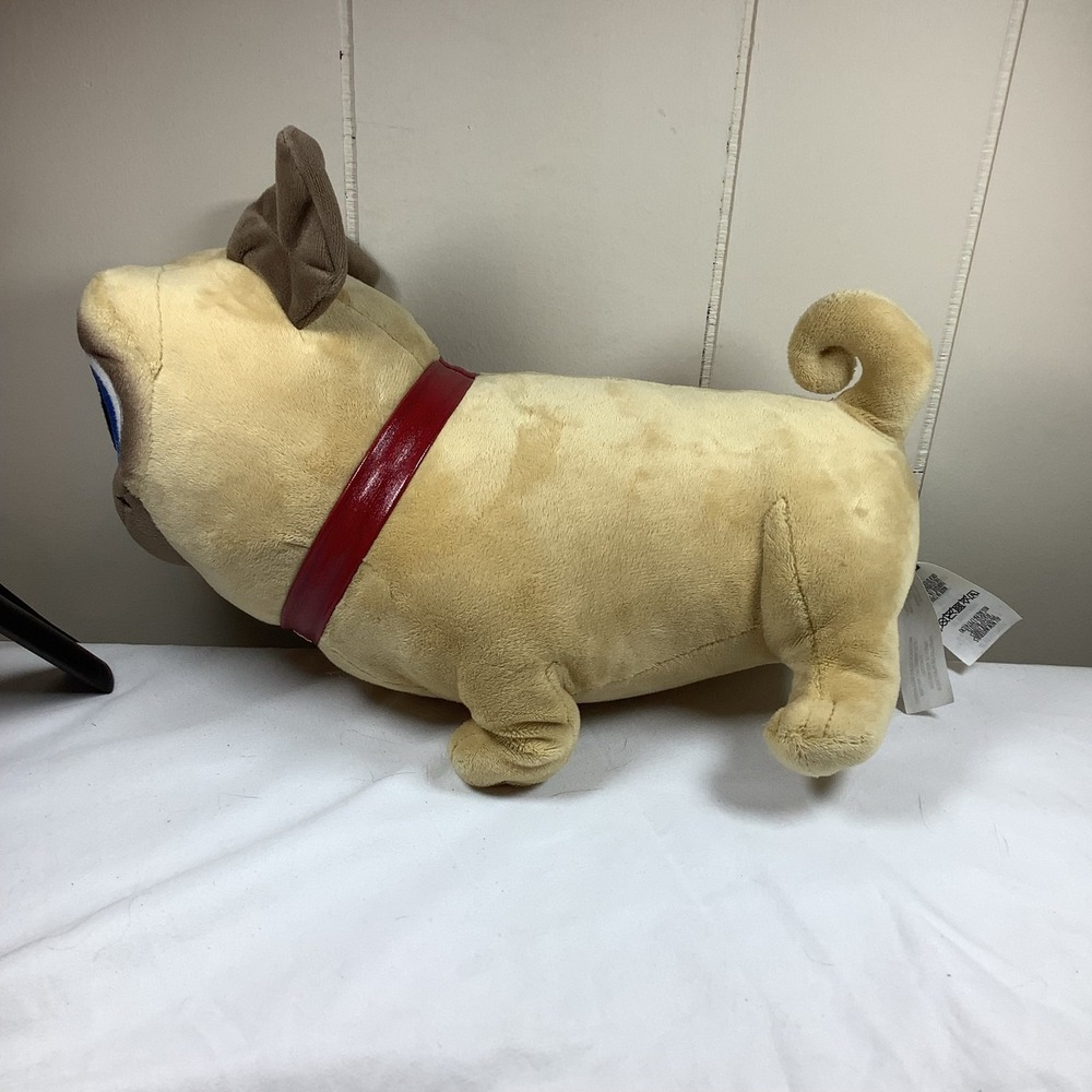 Disney Store Puppy Dog Pals Rolly Pug Plush Tan Blue Eyes Red Collar - Picture 5 of 6